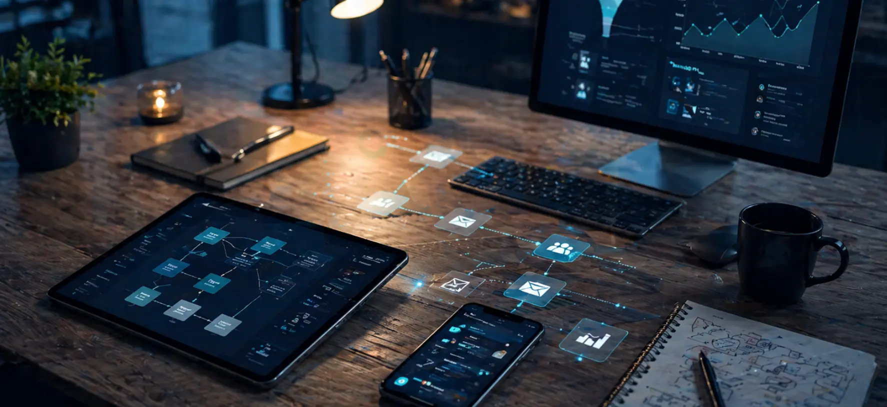 Automatización del marketing — flujos de email, CRM y notificaciones conectados automáticamente